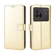 Funda de Cuero Cartera con Soporte Carcasa BY5 para Vivo X80 5G Oro