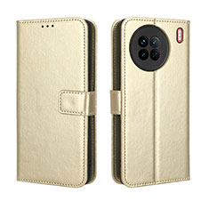 Funda de Cuero Cartera con Soporte Carcasa BY5 para Vivo X90 5G Oro