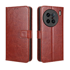 Funda de Cuero Cartera con Soporte Carcasa BY5 para Vivo X90 Pro+ Plus 5G Marron