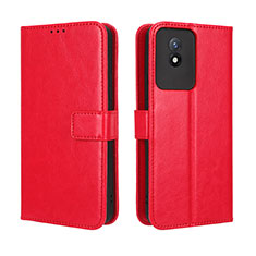 Funda de Cuero Cartera con Soporte Carcasa BY5 para Vivo Y02t Rojo