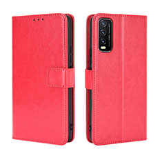 Funda de Cuero Cartera con Soporte Carcasa BY5 para Vivo Y12A Rojo