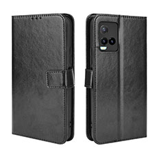 Funda de Cuero Cartera con Soporte Carcasa BY5 para Vivo Y21e Negro