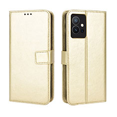 Funda de Cuero Cartera con Soporte Carcasa BY5 para Vivo Y30 5G Oro