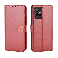 Funda de Cuero Cartera con Soporte Carcasa BY5 para Vivo Y33e 5G Marron