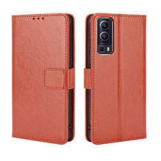 Funda de Cuero Cartera con Soporte Carcasa BY5 para Vivo Y52 5G Marron