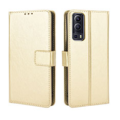 Funda de Cuero Cartera con Soporte Carcasa BY5 para Vivo Y52 5G Oro