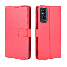 Funda de Cuero Cartera con Soporte Carcasa BY5 para Vivo Y52 5G Rojo