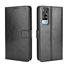 Funda de Cuero Cartera con Soporte Carcasa BY5 para Vivo Y53s NFC Negro