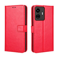 Funda de Cuero Cartera con Soporte Carcasa BY5 para Vivo Y77 5G Rojo