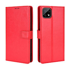 Funda de Cuero Cartera con Soporte Carcasa BY5 para Wiko T3 Rojo