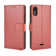 Funda de Cuero Cartera con Soporte Carcasa BY5 para Wiko Y51 Marron