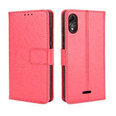 Funda de Cuero Cartera con Soporte Carcasa BY5 para Wiko Y51 Rojo