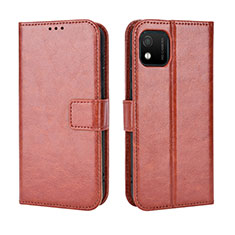 Funda de Cuero Cartera con Soporte Carcasa BY5 para Wiko Y52 Marron