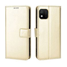 Funda de Cuero Cartera con Soporte Carcasa BY5 para Wiko Y52 Oro