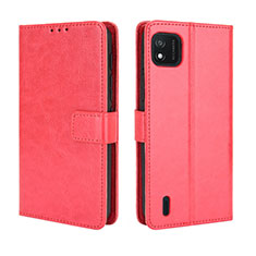 Funda de Cuero Cartera con Soporte Carcasa BY5 para Wiko Y62 Rojo