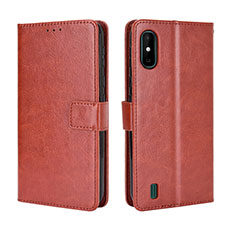 Funda de Cuero Cartera con Soporte Carcasa BY5 para Wiko Y81 Marron