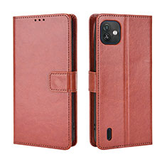 Funda de Cuero Cartera con Soporte Carcasa BY5 para Wiko Y82 Marron