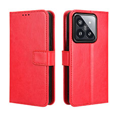 Funda de Cuero Cartera con Soporte Carcasa BY5 para Xiaomi Mi 14 5G Rojo