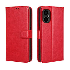 Funda de Cuero Cartera con Soporte Carcasa BY5 para Xiaomi Poco M4 5G Rojo