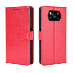 Funda de Cuero Cartera con Soporte Carcasa BY5 para Xiaomi Poco X3 NFC Rojo