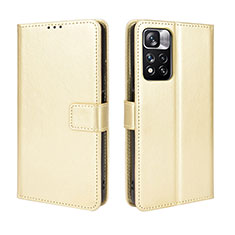 Funda de Cuero Cartera con Soporte Carcasa BY5 para Xiaomi Poco X4 NFC Oro