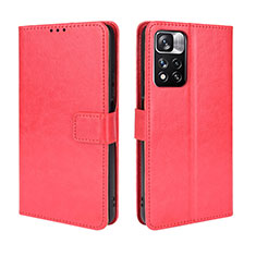 Funda de Cuero Cartera con Soporte Carcasa BY5 para Xiaomi Poco X4 NFC Rojo