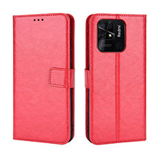 Funda de Cuero Cartera con Soporte Carcasa BY5 para Xiaomi Redmi 10C 4G Rojo