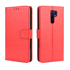 Funda de Cuero Cartera con Soporte Carcasa BY5 para Xiaomi Redmi 9 Rojo