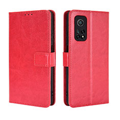 Funda de Cuero Cartera con Soporte Carcasa BY5 para Xiaomi Redmi K30S 5G Rojo