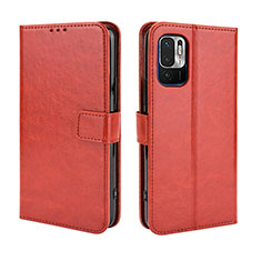 Funda de Cuero Cartera con Soporte Carcasa BY5 para Xiaomi Redmi Note 10 JE 5G Marron