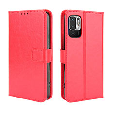 Funda de Cuero Cartera con Soporte Carcasa BY5 para Xiaomi Redmi Note 10 JE 5G Rojo