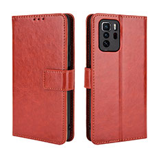 Funda de Cuero Cartera con Soporte Carcasa BY5 para Xiaomi Redmi Note 10 Pro 5G Marron