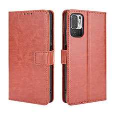 Funda de Cuero Cartera con Soporte Carcasa BY5 para Xiaomi Redmi Note 10T 5G Marron