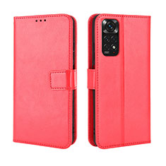 Funda de Cuero Cartera con Soporte Carcasa BY5 para Xiaomi Redmi Note 11S 4G Rojo