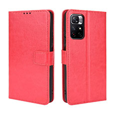 Funda de Cuero Cartera con Soporte Carcasa BY5 para Xiaomi Redmi Note 11S 5G Rojo