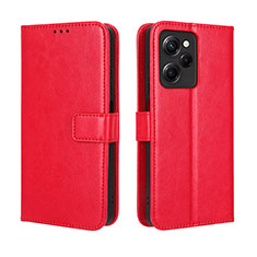 Funda de Cuero Cartera con Soporte Carcasa BY5 para Xiaomi Redmi Note 12 Pro Speed 5G Rojo