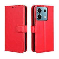 Funda de Cuero Cartera con Soporte Carcasa BY5 para Xiaomi Redmi Note 13 Pro 5G Rojo