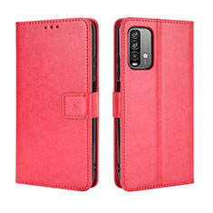 Funda de Cuero Cartera con Soporte Carcasa BY5 para Xiaomi Redmi Note 9 4G Rojo