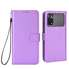 Funda de Cuero Cartera con Soporte Carcasa BY6 para Xiaomi Poco M4 Pro 4G Morado