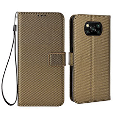 Funda de Cuero Cartera con Soporte Carcasa BY6 para Xiaomi Poco X3 Pro Marron