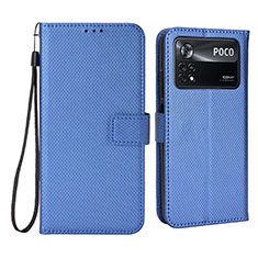 Funda de Cuero Cartera con Soporte Carcasa BY6 para Xiaomi Poco X4 Pro 5G Azul