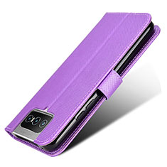 Funda de Cuero Cartera con Soporte Carcasa BY7 para Asus Zenfone 7 Pro ZS671KS Morado