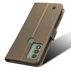 Funda de Cuero Cartera con Soporte Carcasa BY7 para Wiko Voix Marron