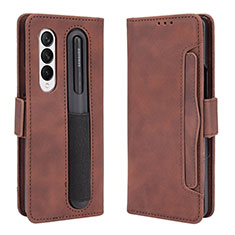 Funda de Cuero Cartera con Soporte Carcasa BY9 para Samsung Galaxy Z Fold3 5G Marron