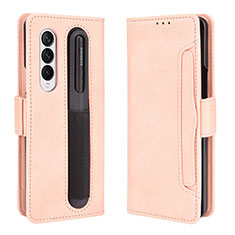 Funda de Cuero Cartera con Soporte Carcasa BY9 para Samsung Galaxy Z Fold3 5G Rosa