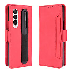 Funda de Cuero Cartera con Soporte Carcasa BY9 para Samsung Galaxy Z Fold4 5G Rojo