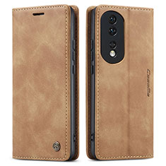 Funda de Cuero Cartera con Soporte Carcasa C01S para Huawei Honor 80 5G Marron Claro