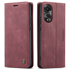 Funda de Cuero Cartera con Soporte Carcasa C01S para Oppo A78 4G Rojo Rosa