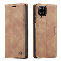 Funda de Cuero Cartera con Soporte Carcasa C01S para Samsung Galaxy A12 Nacho Marron Claro