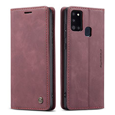 Funda de Cuero Cartera con Soporte Carcasa C01S para Samsung Galaxy A21s Rojo Rosa